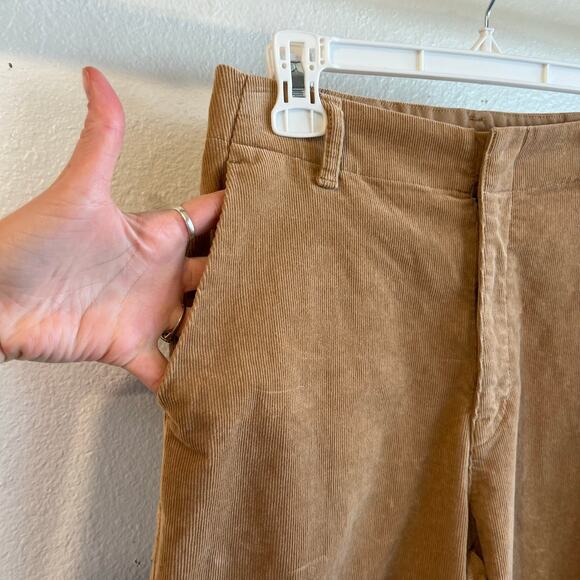 Uniqlo Tan Cotton Corduroy High Rise Wide Leg Trouser Pants Size Small 26/27 - Picture 3 of 14